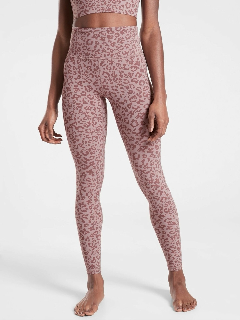 Athleta Leopard Elation Ultra High Rise Tight, Flora Mauve Pink Leggings